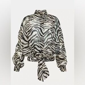 NWT Forte Forte sheer black and white zebra print shirt